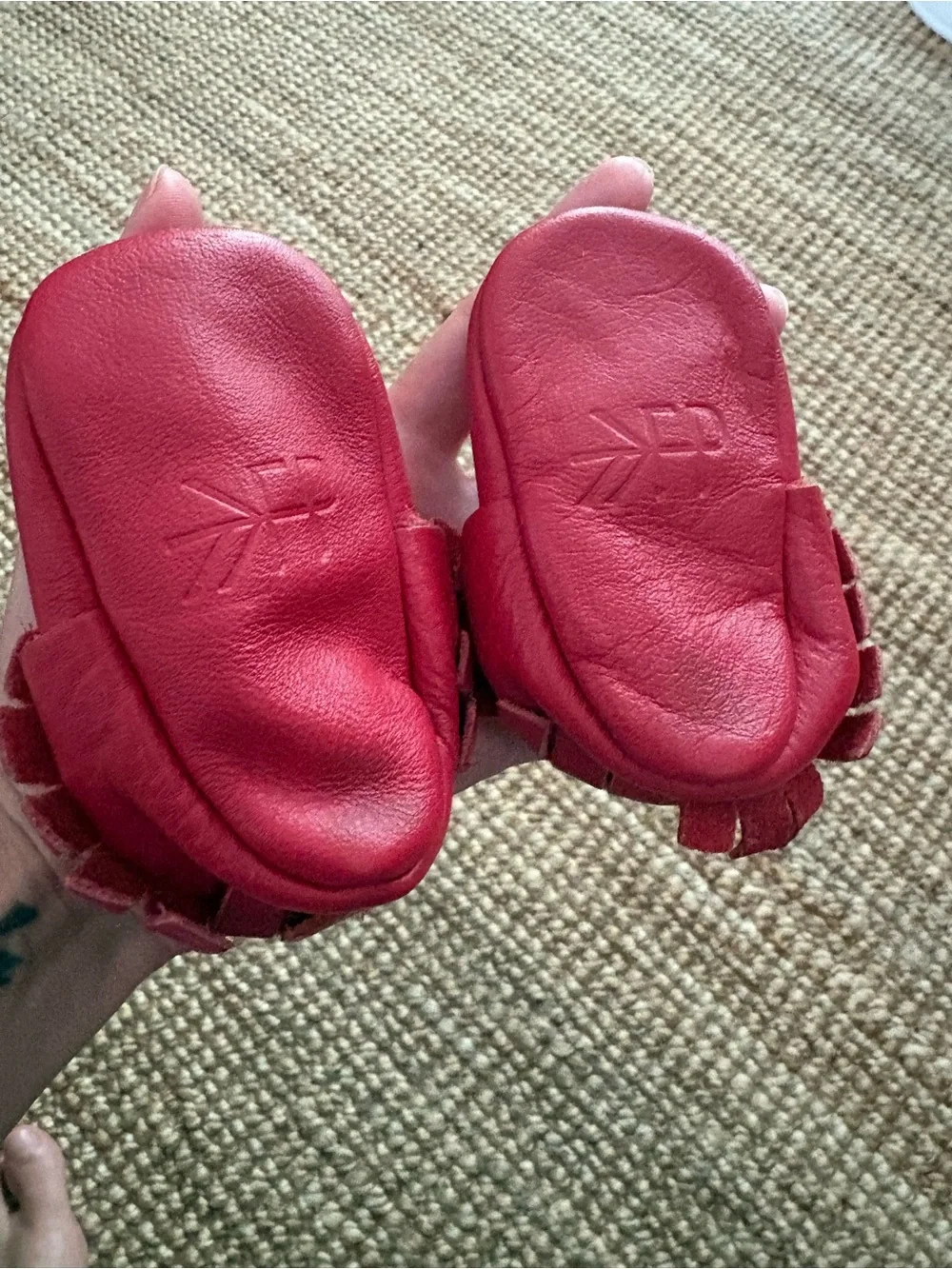 Freshly Picked Baby Moccasins in Red - Soft Leather Kids Shoes size 2